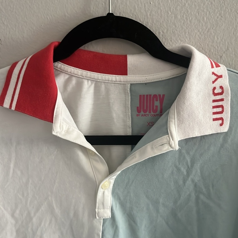 Juicy Couture Women's 2 Tone L/Sleeve Rugby Graphic Oversized T-Shirt XS - Picture 2 of 4